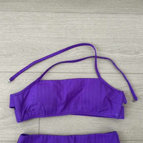 Lululemon bikini ribbed halter criss cross back top, high waisted bottoms purple - Picture 6 of 9